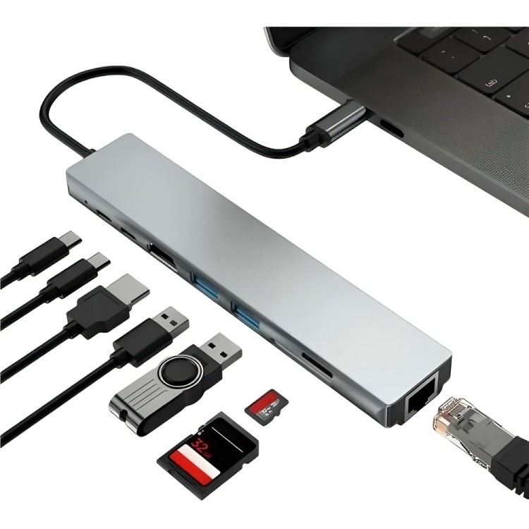 ADAPTADOR MULTIPUERTO HUB TIPO C 8 EN 1 - 2