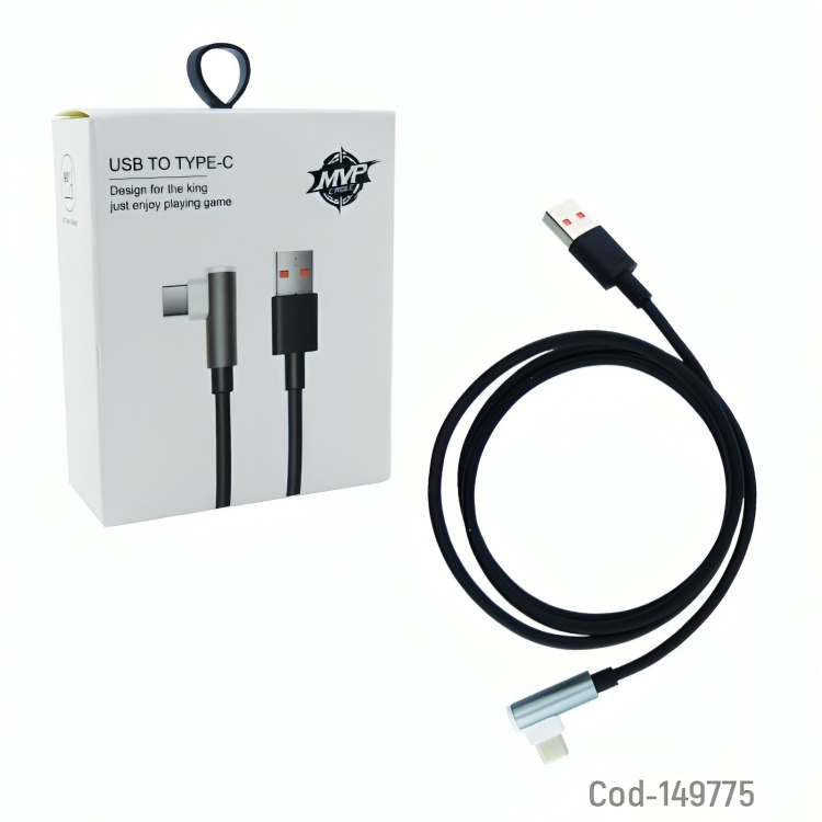 CABLE USB A TYPE-C CURVO 6A MVP BLANCO,NEGRO 1 M ALTA CALIDAD - 2