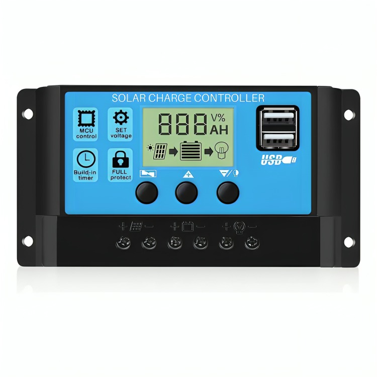 REGULADOR DE CARGA SOLAR DIGITAL 12V 24V 30A 2USB - 2
