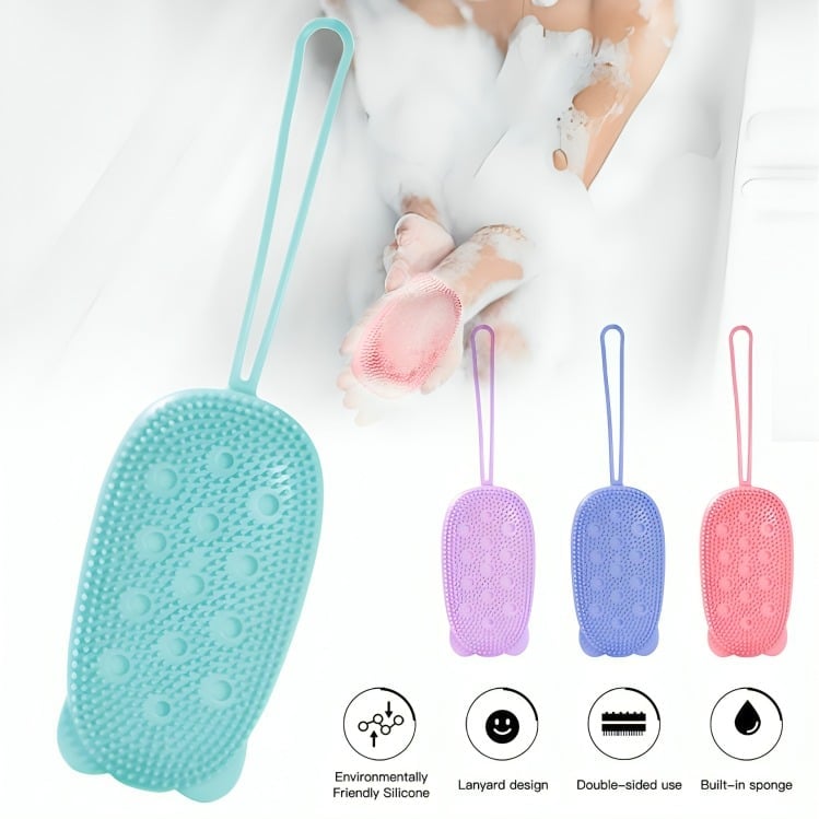 ESPONJA EXFOLIANTE DE SILICONA BAÑO DUCHA BURBUJAS MASAJES COLORES - 1
