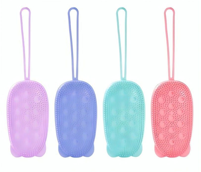 ESPONJA EXFOLIANTE DE SILICONA BAÑO DUCHA BURBUJAS MASAJES COLORES - 2