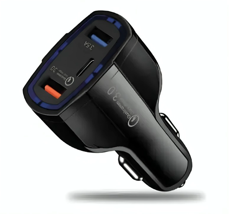 CARGADOR RÁPIDO AUTO 2 PUERTOS USB 1 PD QC 3.0 TECNOLAB - 1