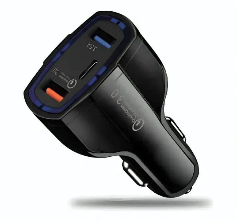 CARGADOR RÁPIDO AUTO 2 PUERTOS USB 1 PD QC 3.0 TECNOLAB - 1