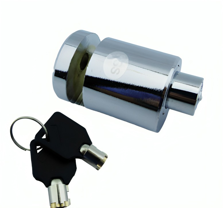 CANDADO PARA FRENO DISCO MINI REDONDO CROMADO CON 2 LLAVES - 2