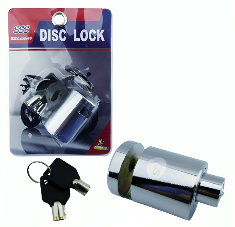 CANDADO PARA FRENO DISCO MINI REDONDO CROMADO CON 2 LLAVES - 3