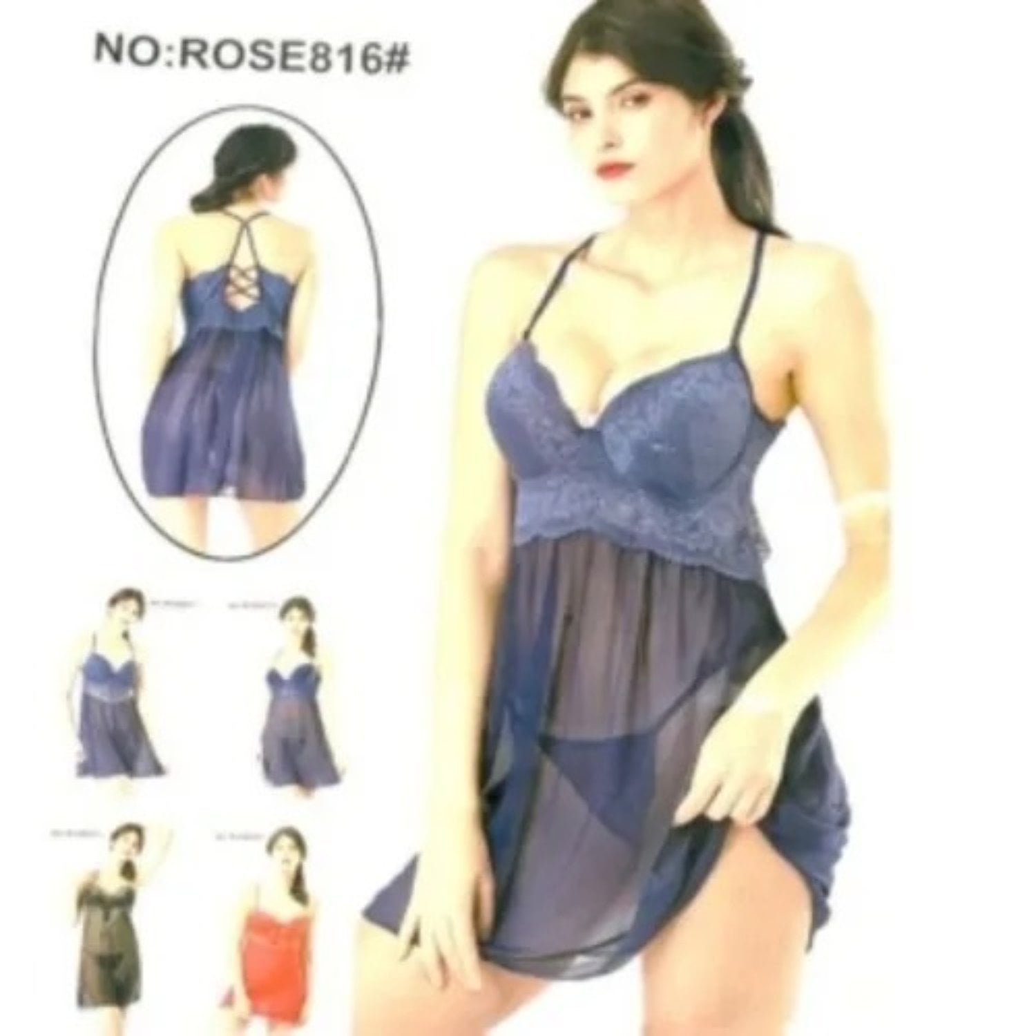 BABY DOLL CONJUNTO LENCERIA CAMISOLA CON TANGA 38C ROSA - 1