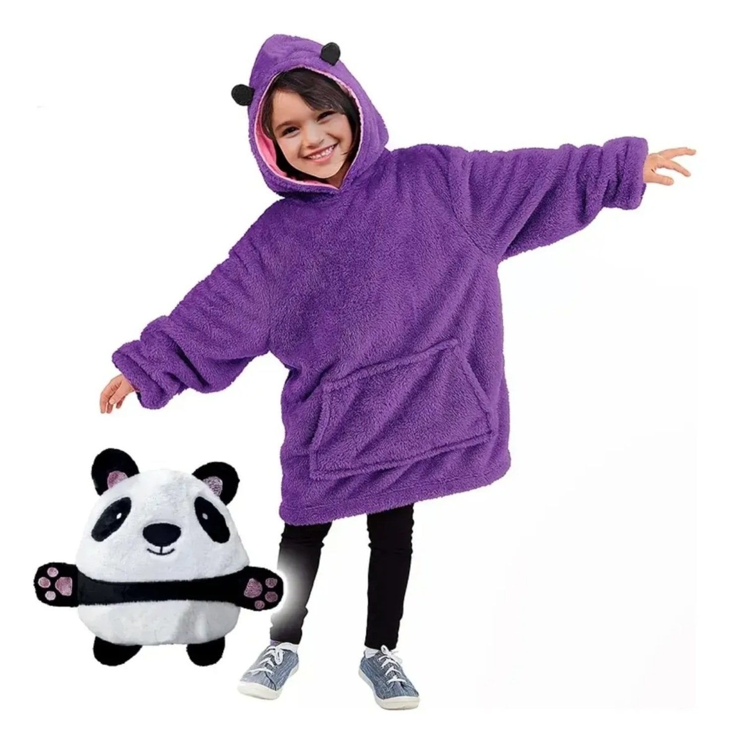 POLERÓN PELUCHE INFANTIL CON CAPUCHA MASCOTAS DIVERTIDAS - 1