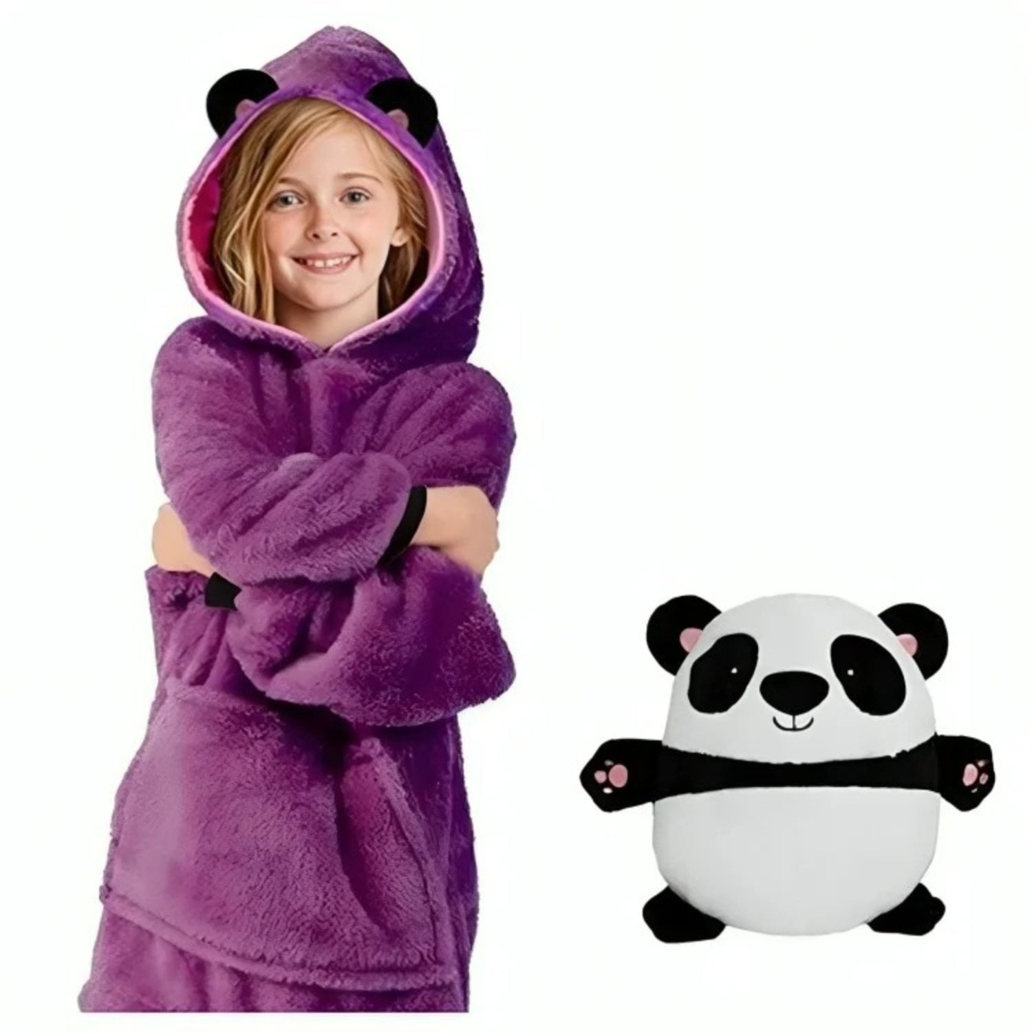 POLERÓN PELUCHE INFANTIL CON CAPUCHA MASCOTAS DIVERTIDAS - 2