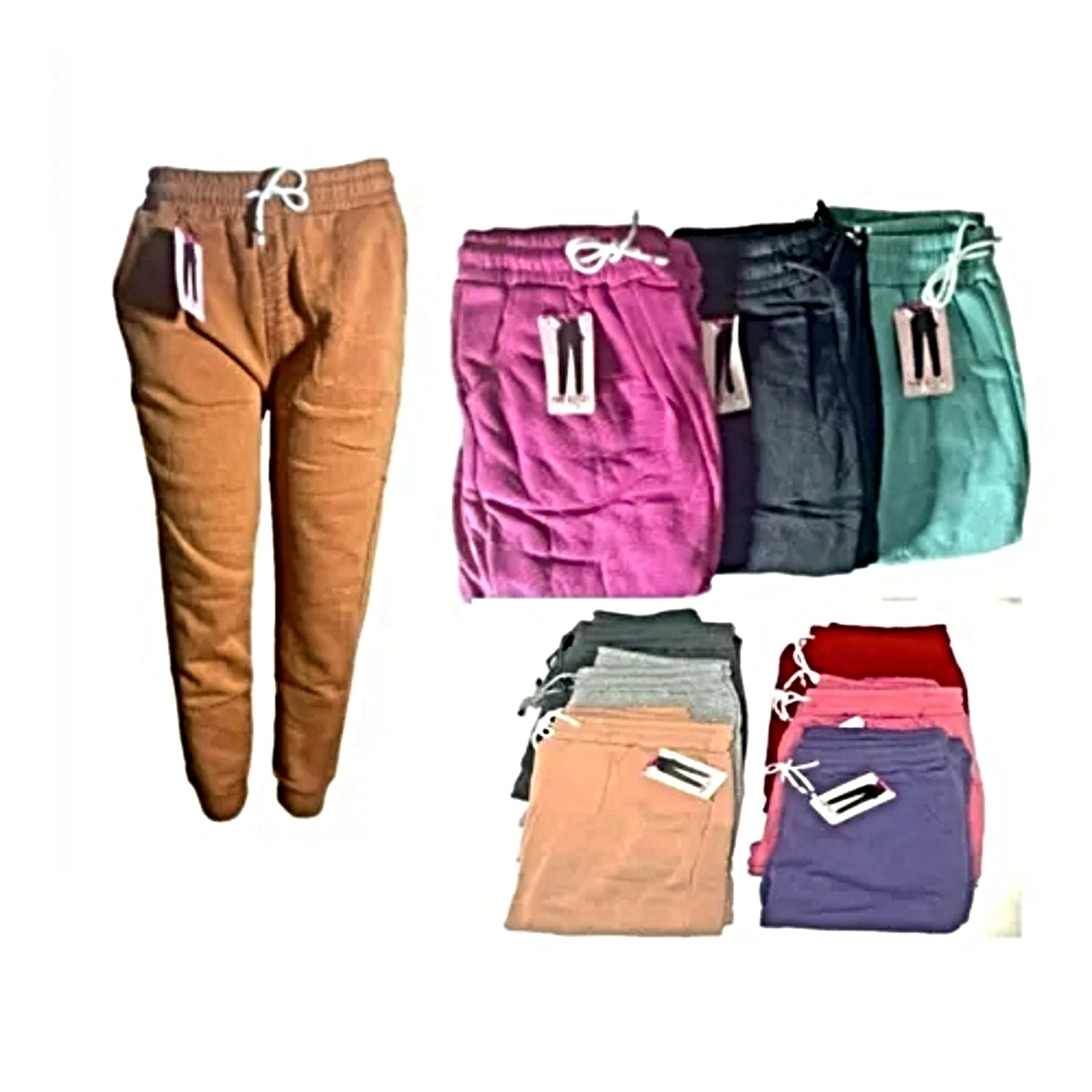 JOGGER PANTALON BUZO CON POLAR MUJER COLORES - CAFÉ OSCURO / L/XL - 1