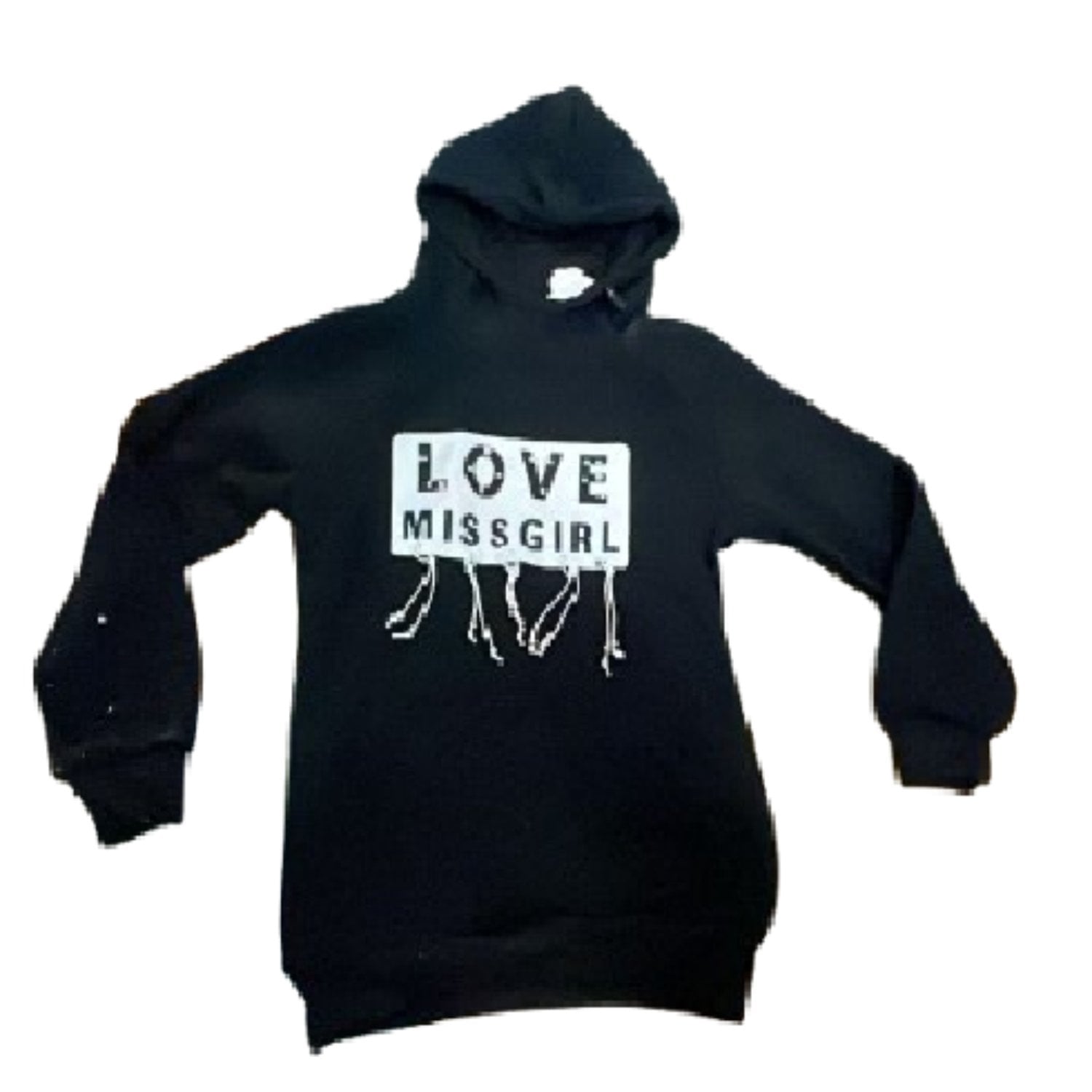 POLERON SUDADERA DISEÑO CON CAPUCHA NIÑA LOVE NEGRO TALLA 10 - 1