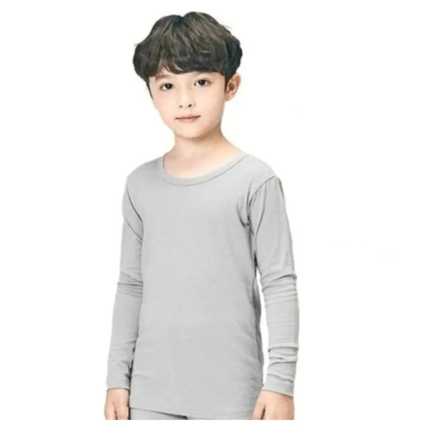 CAMISETAS POLAR NIÑOS CUELLO REDONDO PRIMERA CAPA GRIS TALLA 8 - 2