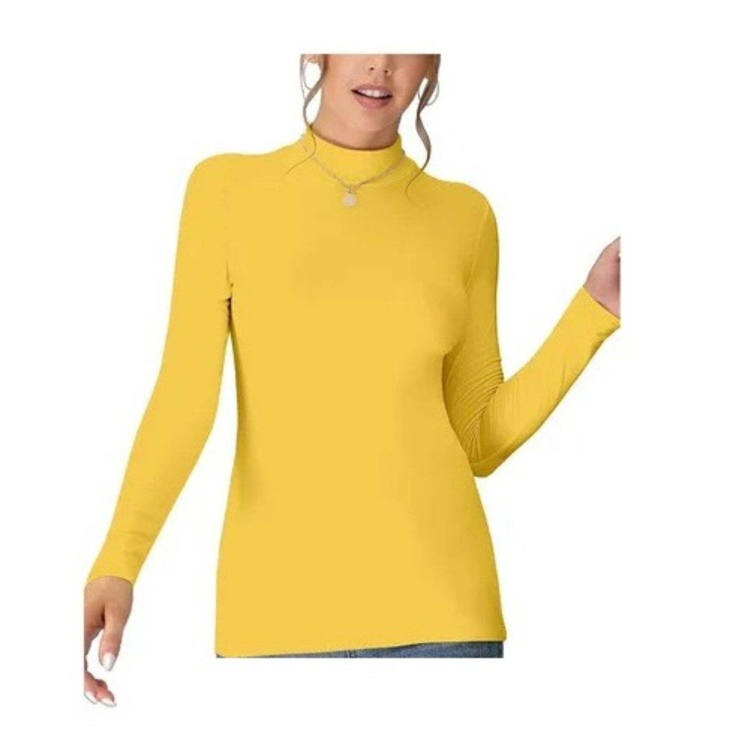 POLERAS BEATLE MUJER CAMISETA CUELLO ALTO POLAR PRIMERA CAPA - AMARILLO ML - 1