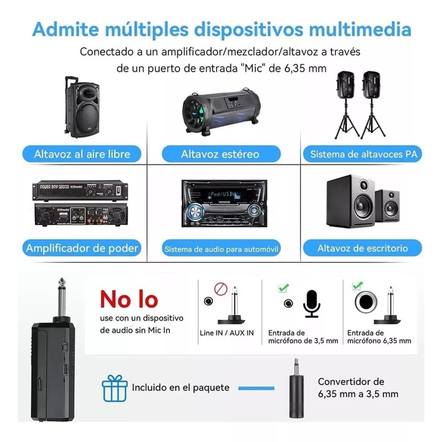 MICRÓFONO INALÁMBRICO PROFESIONAL KARAOKE KIT 2PCS - 1
