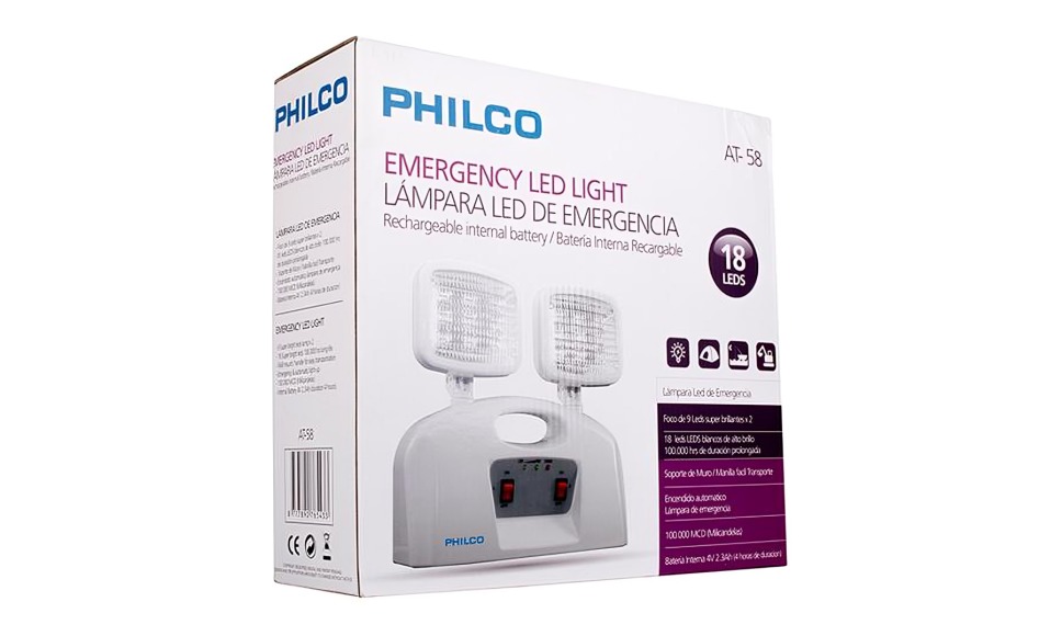 LAMPARA DE EMERGENCIA PHILCO 2 FOCOS - 2