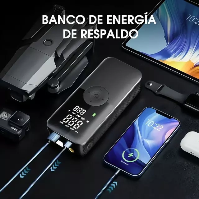 COMPRESOR AIRE 150PSI AUTO MOTO BICICLETA POWER BANK 2600MAH - 2