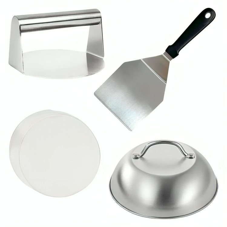 KIT DE PRENSA DE HAMBURGUESAS DE ACERO INOXIDABLE - 1