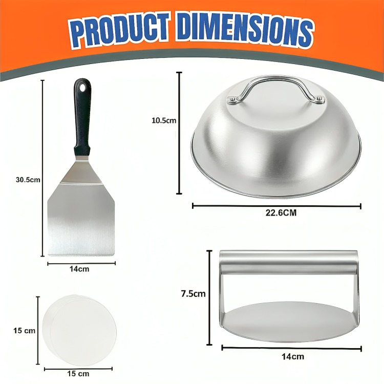 KIT DE PRENSA DE HAMBURGUESAS DE ACERO INOXIDABLE - 2