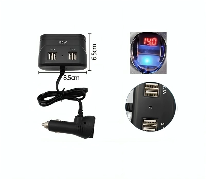 ADAPTADOR ENCENDEDOR 3 PUERTOS DE 12V/24V 120W Y 4 USB - 3
