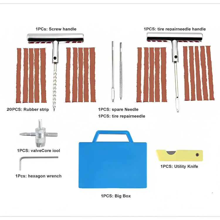KIT 27 PIEZAS REPARACIÓN PINCHAZOS NEUMÁTICO EMERGENCIA AUTO - 4