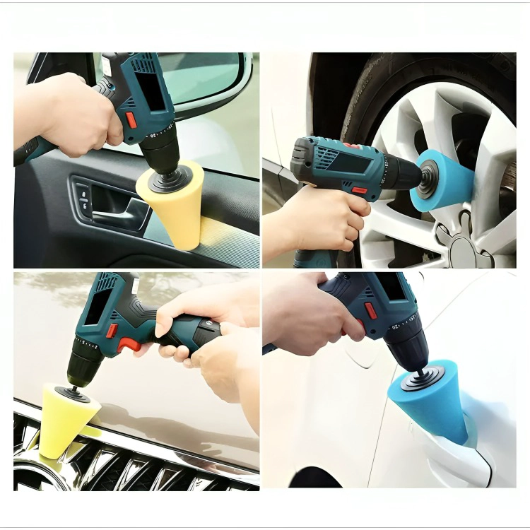 KIT DE 3 PIEZAS ESPONJAS PULIR EN FORMA DE CONO, AUTO - 1