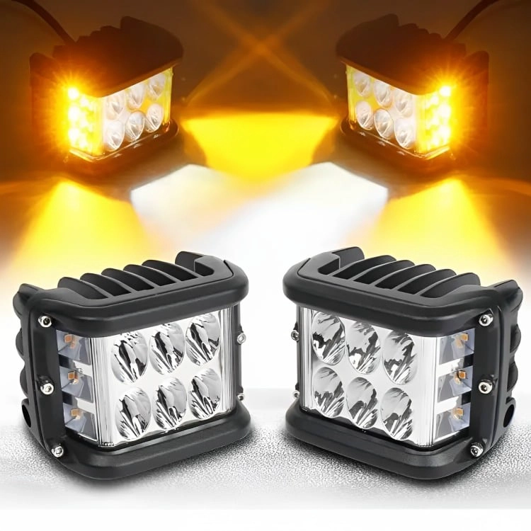 PACK X2 AUTO SPOT BICOLOR 36W 4X4 ESTROBO EN COLOR BLANCO + EN COLOR AMARILLO - 3