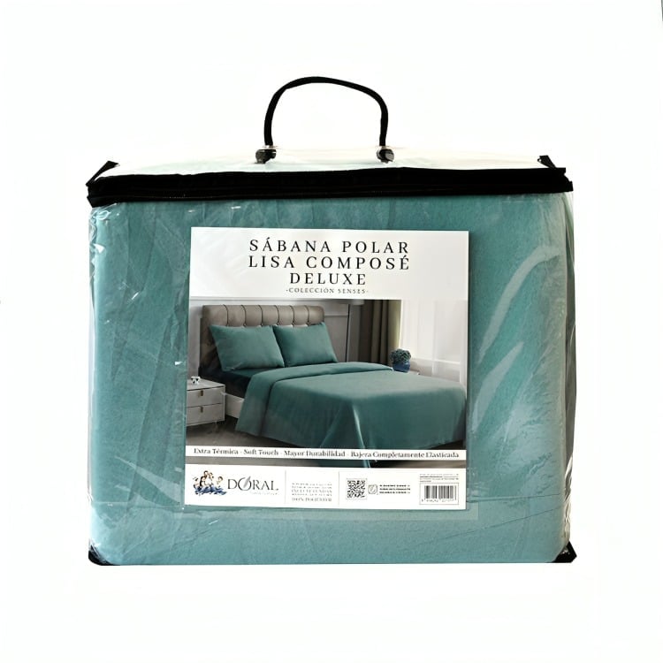 SÁBANAS DE POLAR COMPOSÉ KING / BICOLOR TURQUESA – DORAL - 1