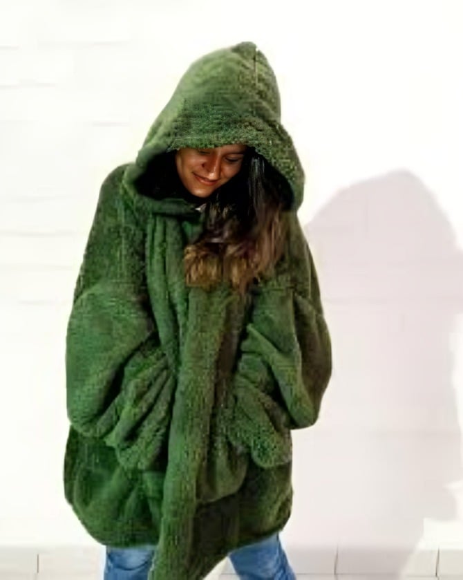 MANTA FELPUDA HOODIE SHERPY – DORAL VERDE - 2