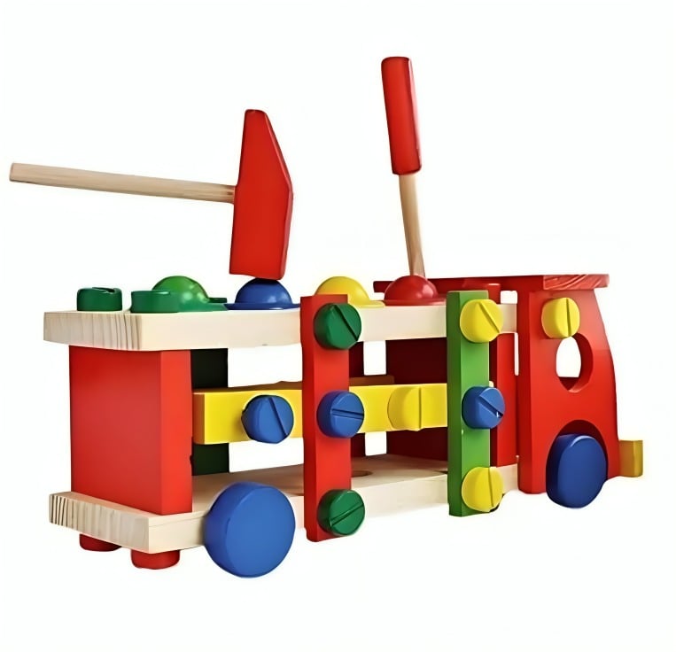 CAMIÓN MULTIFUNCIONAL CON MARTILLO JUGUETE MADERA - 1