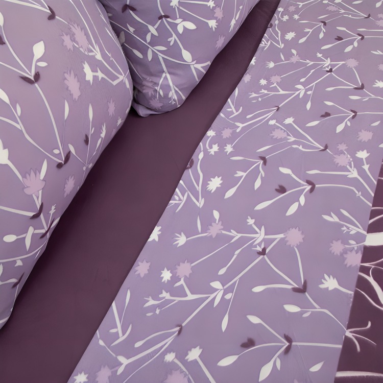 SÁBANAS DE POLAR COMPOSÉ 2 PLAZAS / RAMAS LILA EN COLOR BLANCO – DORAL - 2