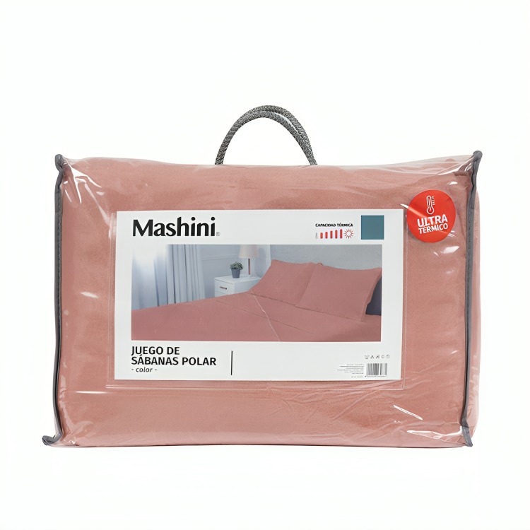 JUEGO DE SÁBANAS POLAR LISA 1.5 PLAZAS / CORAL – MASHINI - 1