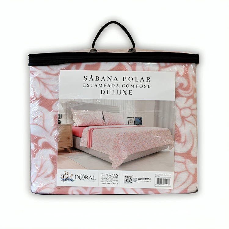 SÁBANAS POLAR COMPOSÉ 1.5 PLAZAS / HOJAS CORAL EN COLOR BLANCO – DORAL - 3