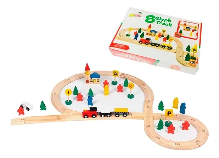 TREN CON RIEL MADERA ARMABLE -JUGUETE - 3