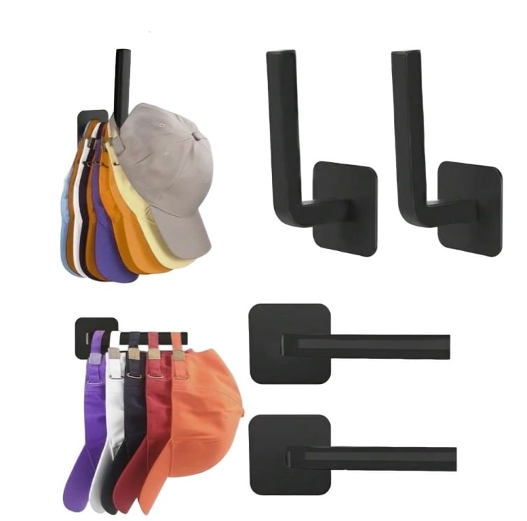 PACK DE 04 SOPORTES PERCHERO PARA SOMBREROS CON ADEHESIVO EN COLOR NEGRO - 5