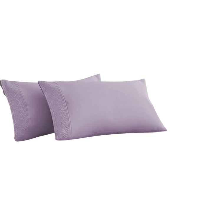 SÁBANAS MICROFIBRA BRODERIE SANTORINI 2 PLAZAS LILA - 1