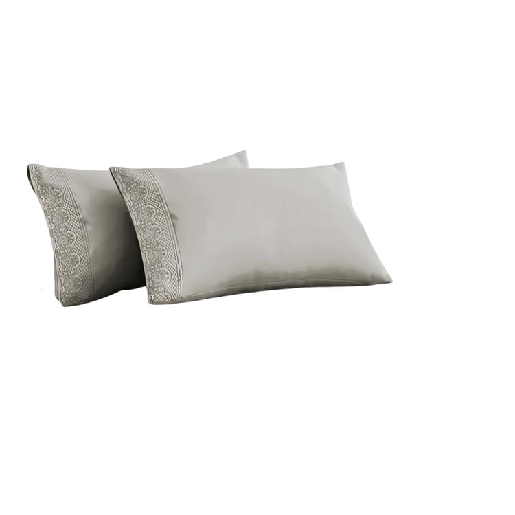 SÁBANAS MICROFIBRA BRODERIE SANTORINI 2 PLAZAS BEIGE - 1