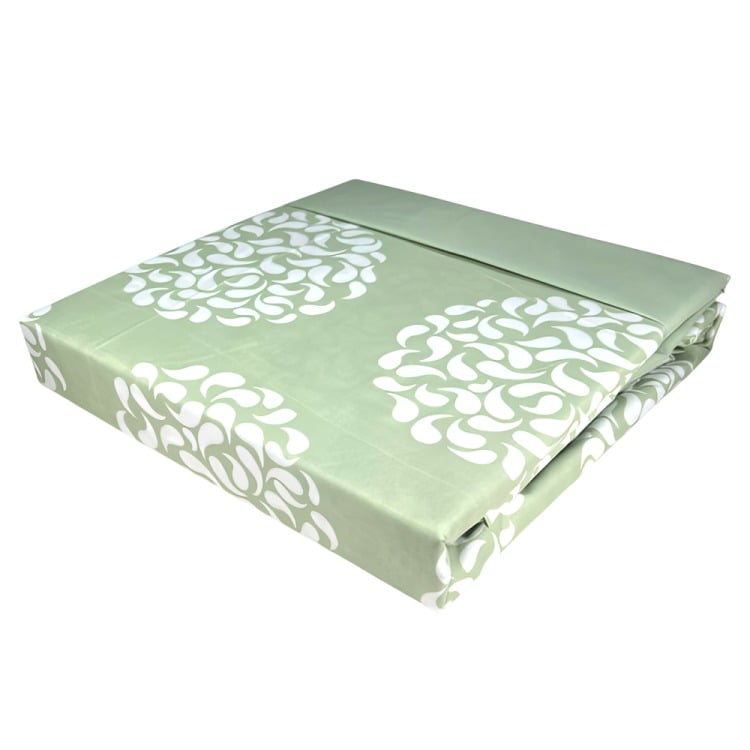 SÁBANAS ATERCIOPELADA COMPOSÉ 1.5 PLAZAS CÍRCULOS EN COLOR BLANCO Y VERDE - 2