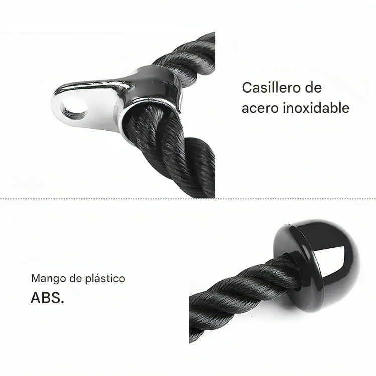 CUERDA SOGA PARA TRICEPS, BICEPS POLEA MANCUERNAS FITNESS - 2