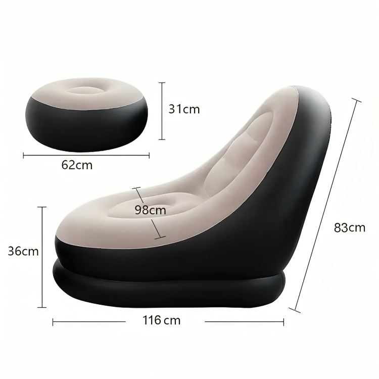 SOFÁ TUMBONA INFLABLE PUFF INFLABLE REPOSA PIES + INFLADOR - 2