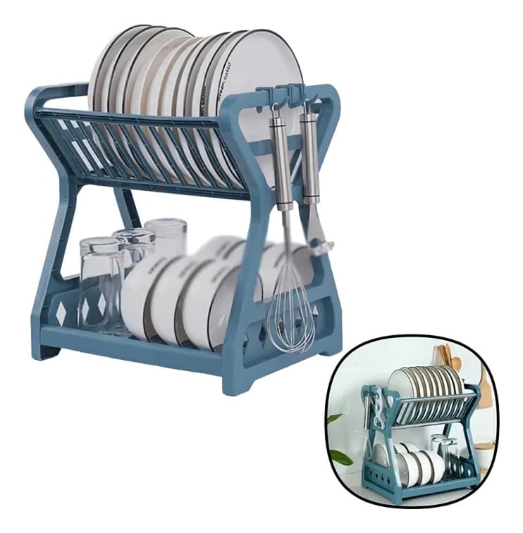 SECADOR ESCURRIDOR DE PLATOS 2 NIVELES PLASTICO ESCURRIDOR - 1