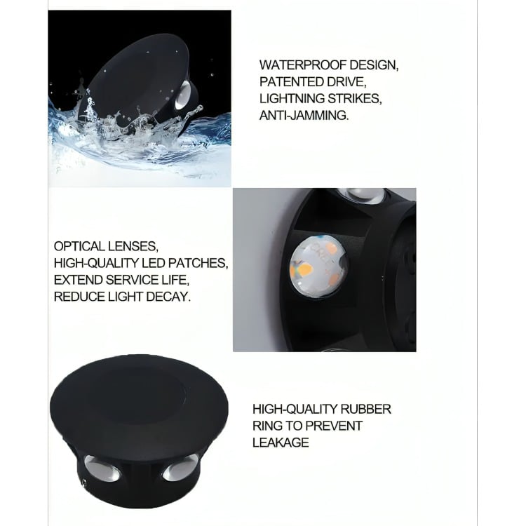 FOCO LED REDONDO EXTERIOR INTERIOR APLIQUE DE PARED 6 LED - 3