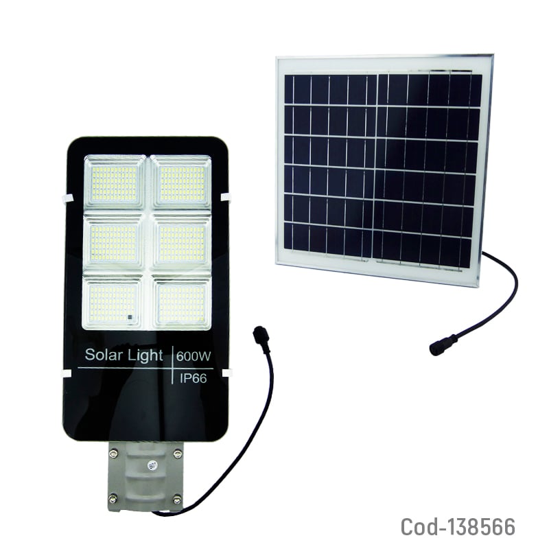 FOCO CON BRAZO SOLAR 600W METAL 394 LED 6 PLACAS CON CONTROL 21X49CM - 2