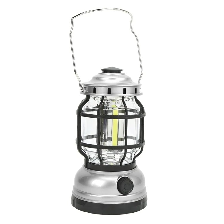 FAROL LED SOLAR CON DIMER RECARGABLE USB LUZ BCA PLATA - 2