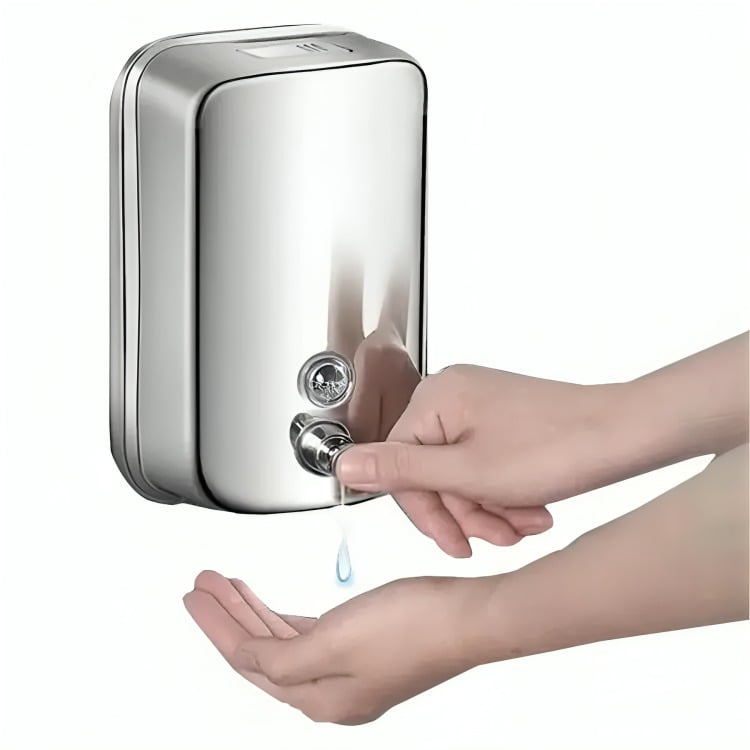 DISPENSADOR JABÓN LIQUIDO ACERO INOXIDABLE 500ML /PLATEADO - 1