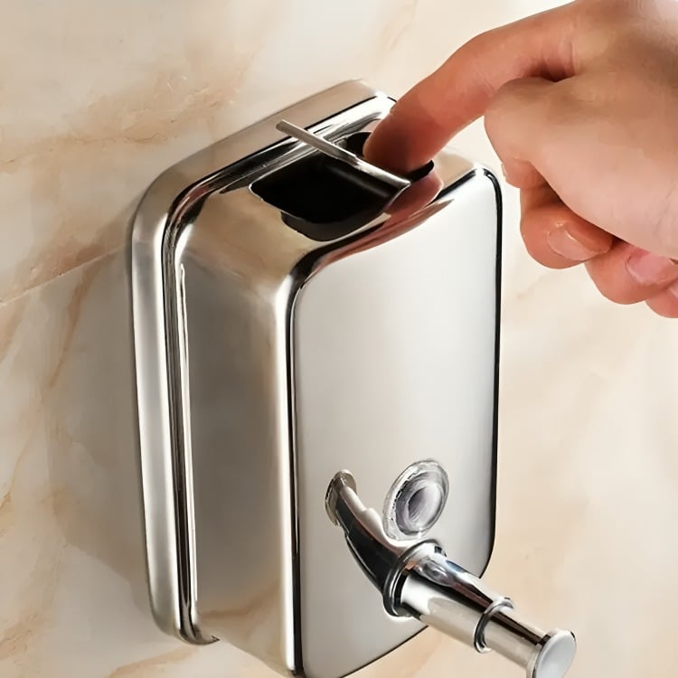 DISPENSADOR JABÓN LIQUIDO ACERO INOXIDABLE 500ML /PLATEADO - 4