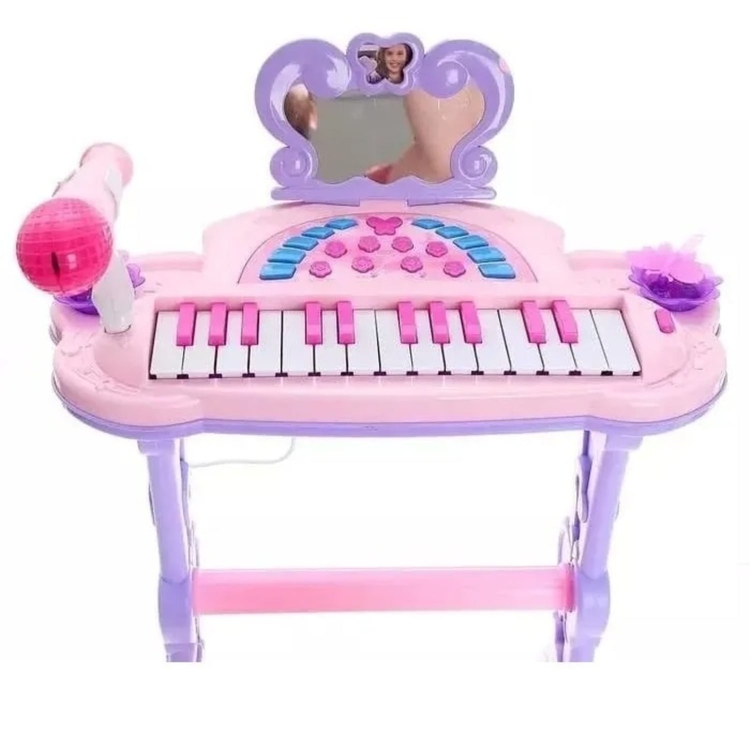 PIANO TOCADOR INFANTIL CON MICROFONO ESPEJO Y SILLA NIÑAS - 3