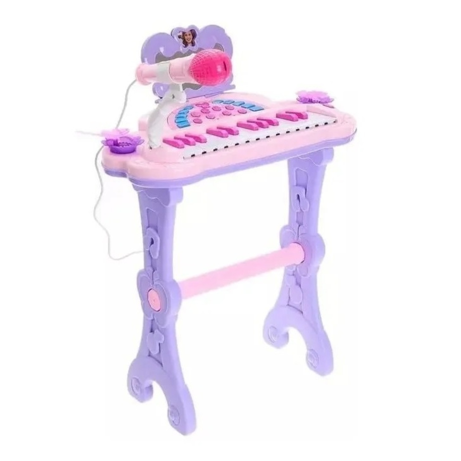 PIANO TOCADOR INFANTIL CON MICROFONO ESPEJO Y SILLA NIÑAS - 5