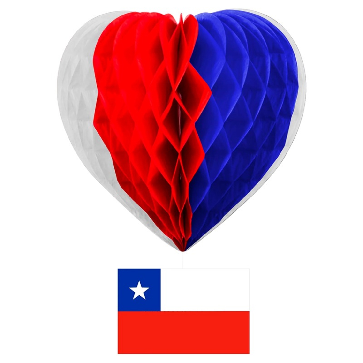 PACK X 4 ADORNO DIECIOCHO CORAZON 25 CENTIMETROS CON BANDERA – BIG PARTY - 1