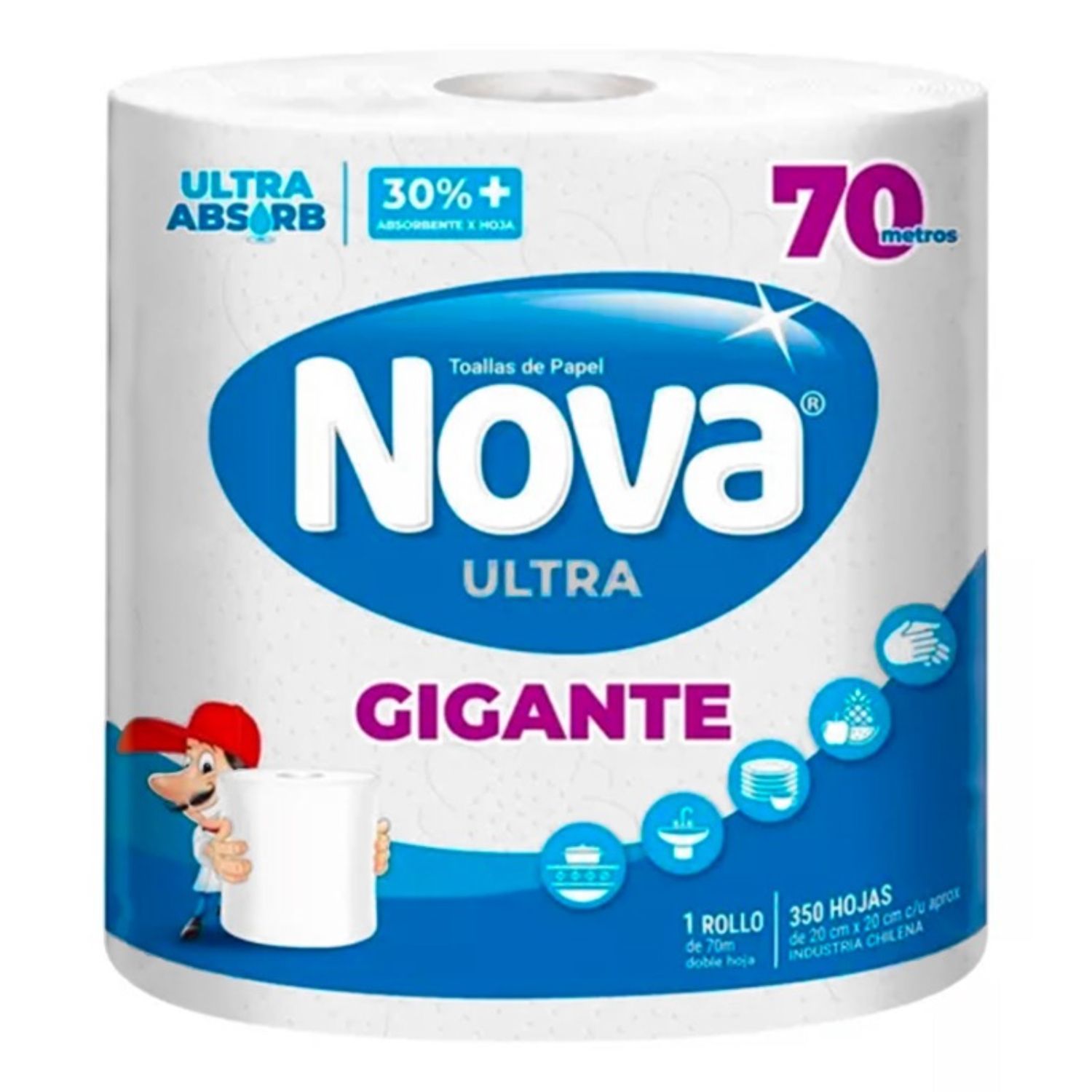 PACK X 4 TOALLA DE PAPEL ULTRA GIGANTE 70 MTS – NOVA - 1