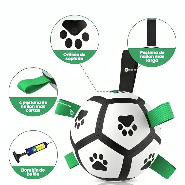PELOTA PARA PERRO CON AGARRE JUGUETE PERRO PELOTA 15CM - 4