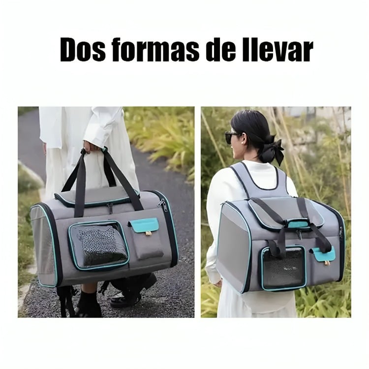 BOLSO TRANSPORTADOR PARA MASCOTA VIAJE MOCHILA TRANSPIRABLE - 6